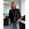 image:imageWomens Cropped Wool Blend Coat Fall Knit Sweater Blazer Notch Lapel Double Breasted Pea Coat JacketBlack