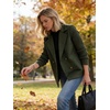 image:imageWomens Cropped Wool Blend Coat Fall Knit Sweater Blazer Notch Lapel Double Breasted Pea Coat JacketGreen