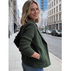 image:imageWomens Cropped Wool Blend Coat Fall Knit Sweater Blazer Notch Lapel Double Breasted Pea Coat JacketGreen