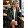 image:imageWomens Cropped Wool Blend Coat Fall Knit Sweater Blazer Notch Lapel Double Breasted Pea Coat JacketGreen