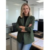 image:imageWomens Cropped Wool Blend Coat Fall Knit Sweater Blazer Notch Lapel Double Breasted Pea Coat JacketGreen