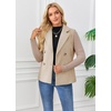 image:imageWomens Cropped Wool Blend Coat Fall Knit Sweater Blazer Notch Lapel Double Breasted Pea Coat JacketKhaki