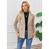 image:imageWomens Cropped Wool Blend Coat Fall Knit Sweater Blazer Notch Lapel Double Breasted Pea Coat JacketKhaki