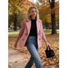 image:imageWomens Cropped Wool Blend Coat Fall Knit Sweater Blazer Notch Lapel Double Breasted Pea Coat JacketPink