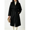 image:imageWomens Long Wool Coat Elegant Warm Winter Wrap Trench Overcoat with Belt  Lapel Collar Wrap Wool Coat Belted Long Winter Wool PeaCoat Midi Wool Blend Trench OvercoatBlack
