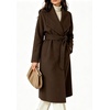 image:imageWomens Long Wool Coat Elegant Warm Winter Wrap Trench Overcoat with Belt  Lapel Collar Wrap Wool Coat Belted Long Winter Wool PeaCoat Midi Wool Blend Trench OvercoatBrown