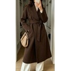 image:imageWomens Long Wool Coat Elegant Warm Winter Wrap Trench Overcoat with Belt  Lapel Collar Wrap Wool Coat Belted Long Winter Wool PeaCoat Midi Wool Blend Trench OvercoatBrown