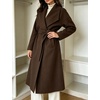 image:imageWomens Long Wool Coat Elegant Warm Winter Wrap Trench Overcoat with Belt  Lapel Collar Wrap Wool Coat Belted Long Winter Wool PeaCoat Midi Wool Blend Trench OvercoatBrown