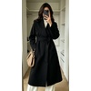 image:imageWomens Long Wool Coat Elegant Warm Winter Wrap Trench Overcoat with Belt  Lapel Collar Wrap Wool Coat Belted Long Winter Wool PeaCoat Midi Wool Blend Trench OvercoatBlack