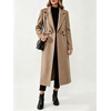 image:imageWomens Wool Blend Long Coat Notched Lapel Pea Coat Warm Winter Overcoat  Long Winter Wool Coat Single Breast Wool Peacoat Fall Casual Wool Trench OvercoatKhaki