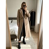 image:imageWomens Wool Blend Long Coat Notched Lapel Pea Coat Warm Winter Overcoat  Long Winter Wool Coat Single Breast Wool Peacoat Fall Casual Wool Trench OvercoatKhaki
