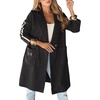 image:imageWomen Color Block Long Sleeve Wool Trench Pea Coat Fuzzy Fleece Winter Casual OvercoatBlack