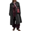 image:imageWomens Leopard Long Trench Coat Fall Fashion Buttons Cheetah Printed Windproof Overcoat with PocketsGrey