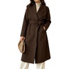 image:imageWomens Long Wool Coat Elegant Warm Winter Wrap Trench Overcoat with Belt  Lapel Collar Wrap Wool Coat Belted Long Winter Wool PeaCoat Midi Wool Blend Trench OvercoatBrown