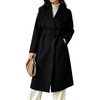 image:imageWomens Long Wool Coat Elegant Warm Winter Wrap Trench Overcoat with Belt  Lapel Collar Wrap Wool Coat Belted Long Winter Wool PeaCoat Midi Wool Blend Trench OvercoatBlack
