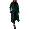 image:imageWomens Wool Blend Long Coat Notched Lapel Pea Coat Warm Winter Overcoat  Long Winter Wool Coat Single Breast Wool Peacoat Fall Casual Wool Trench OvercoatDark Green