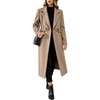 image:imageWomens Wool Blend Long Coat Notched Lapel Pea Coat Warm Winter Overcoat  Long Winter Wool Coat Single Breast Wool Peacoat Fall Casual Wool Trench OvercoatKhaki