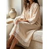 image:imageCHARTOU Women Cotton Linen Midi Dress Lace Tie Front 34 Sleeve Summer Casual Shift DressApricot