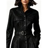 image:imageCHARTOU Women Faux Suede Midi Dress Button Long Sleeve Belted A Line DressBlack
