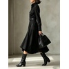 image:imageCHARTOU Women Faux Suede Midi Dress Button Long Sleeve Belted A Line DressBlack