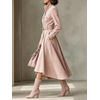 image:imageCHARTOU Women Faux Suede Midi Dress Button Long Sleeve Belted A Line DressPink
