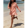 image:imageCHARTOU Women Hooded Sweatshirt Mini Dress Deep V Neck Long Sleeve Ruffle Short DressPink