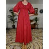 image:imageCHARTOU Women Puff Sleeve Plaid Long Dress Summer Tie Font Flowy Fairy Cottagecore DressRed