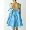 image:imageCHARTOU Women Tiered Ruffle Mini Dress Summer Bow Tie Spaghetti Strap Babydoll Dress Cute Beach CoverupBlue