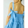 image:imageCHARTOU Women Tiered Ruffle Mini Dress Summer Bow Tie Spaghetti Strap Babydoll Dress Cute Beach CoverupBlue