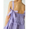 image:imageCHARTOU Women Tiered Ruffle Mini Dress Summer Bow Tie Spaghetti Strap Babydoll Dress Cute Beach CoverupPurple