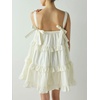image:imageCHARTOU Women Tiered Ruffle Mini Dress Summer Bow Tie Spaghetti Strap Babydoll Dress Cute Beach CoverupWhite