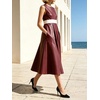 image:imageCHARTOU Womens Classy PU Faux Leather Dress Long Flowy Night Out Dress with PocketsBurgundy