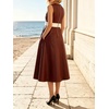 image:imageCHARTOU Womens Classy PU Faux Leather Dress Long Flowy Night Out Dress with PocketsBurgundy