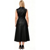 image:imageCHARTOU Womens Sleeveless Lapel Faux Leather Midi Dress Front Button Flared Tank Leather Dress with PocketsBlack