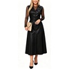 image:imageCHARTOU Womens Sleeveless Lapel Faux Leather Midi Dress Front Button Flared Tank Leather Dress with PocketsBlack