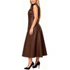 image:imageCHARTOU Womens Sleeveless Lapel Faux Leather Midi Dress Front Button Flared Tank Leather Dress with PocketsCoffee