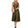 image:imageCHARTOU Womens Sleeveless Lapel Faux Leather Midi Dress Front Button Flared Tank Leather Dress with PocketsGreen