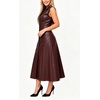 image:imageCHARTOU Womens Sleeveless Lapel Faux Leather Midi Dress Front Button Flared Tank Leather Dress with PocketsWine