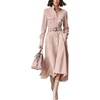 image:imageCHARTOU Women Faux Suede Midi Dress Button Long Sleeve Belted A Line DressPink