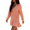image:imageCHARTOU Women Hooded Sweatshirt Mini Dress Deep V Neck Long Sleeve Ruffle Short DressPink
