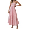 image:imageCHARTOU Women Striped Spaghetti Strap Maxi Dress Sleeveless Back Shirred High Waist A Line Flowy Vacation DressRed