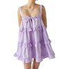 image:imageCHARTOU Women Tiered Ruffle Mini Dress Summer Bow Tie Spaghetti Strap Babydoll Dress Cute Beach CoverupPurple