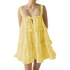 image:imageCHARTOU Women Tiered Ruffle Mini Dress Summer Bow Tie Spaghetti Strap Babydoll Dress Cute Beach CoverupYellow