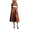 image:imageCHARTOU Womens Classy PU Faux Leather Dress Long Flowy Night Out Dress with PocketsBrown