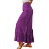 image:imageCHARTOU Womens Vintage Leopard Print WideLeg Ruffle Hem Bell Bottom Palazzo Long PantsPurple