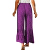 image:imageCHARTOU Womens Vintage Leopard Print WideLeg Ruffle Hem Bell Bottom Palazzo Long PantsPurple