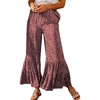 image:imageCHARTOU Womens Vintage Leopard Print WideLeg Ruffle Hem Bell Bottom Palazzo Long PantsPink