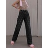 image:imageCHARTOU Straight Wide Leg Jeans for Women High Waisted Y2k Heart Print Denim Pants with PocketsBlack