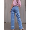 image:imageCHARTOU Straight Wide Leg Jeans for Women High Waisted Y2k Heart Print Denim Pants with PocketsLight Blue