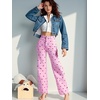 image:imageCHARTOU Straight Wide Leg Jeans for Women High Waisted Y2k Heart Print Denim Pants with PocketsPink